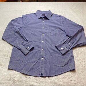 Untuckit Long Sleeve Button Down  Purple White Plaid Shirt Size Large